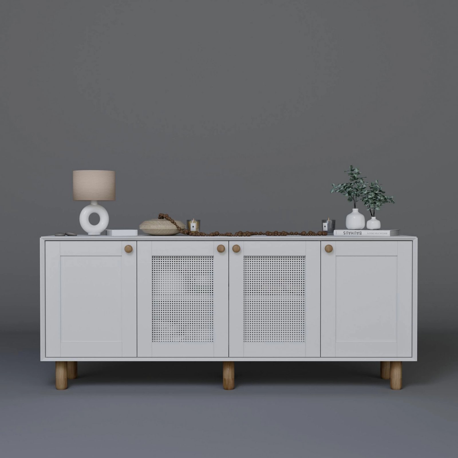 Konsolë Skye Decor, stil bohemian, e bardhë, 180x75x40cm