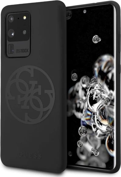 Mbështjellës Guess GUHCS69LS4GBK për Samsung Galaxy S20 Ultra, silikon, i zi
