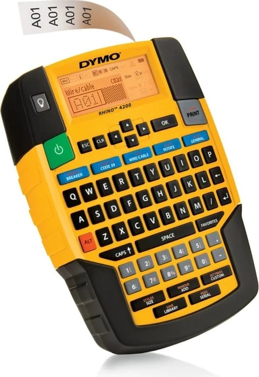 Printer etiketa DYMO RHINO 4200, QWERTY, Verdhë