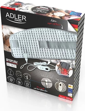Rrip ngrohës për mesit, Adler AD 7437, 100W, 4 nivele temperature, fikje automatike 90 min, 32x72cm, Plug C, gri e çelët