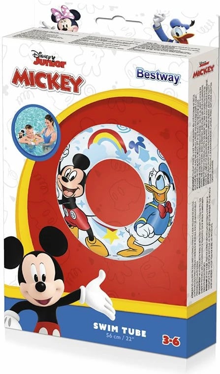 Rreth noti fryrës, Bestway, Mickey and Friends 56 cm, për fëmijë 3-6 vjeç, vinyl, shumëngjyrësh