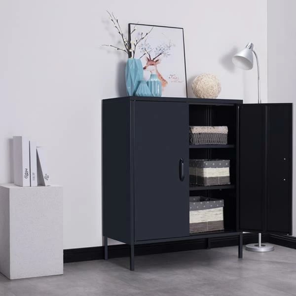 Dollap metalik Nextdeco me dy dyer, H102x80x40cm, i zi