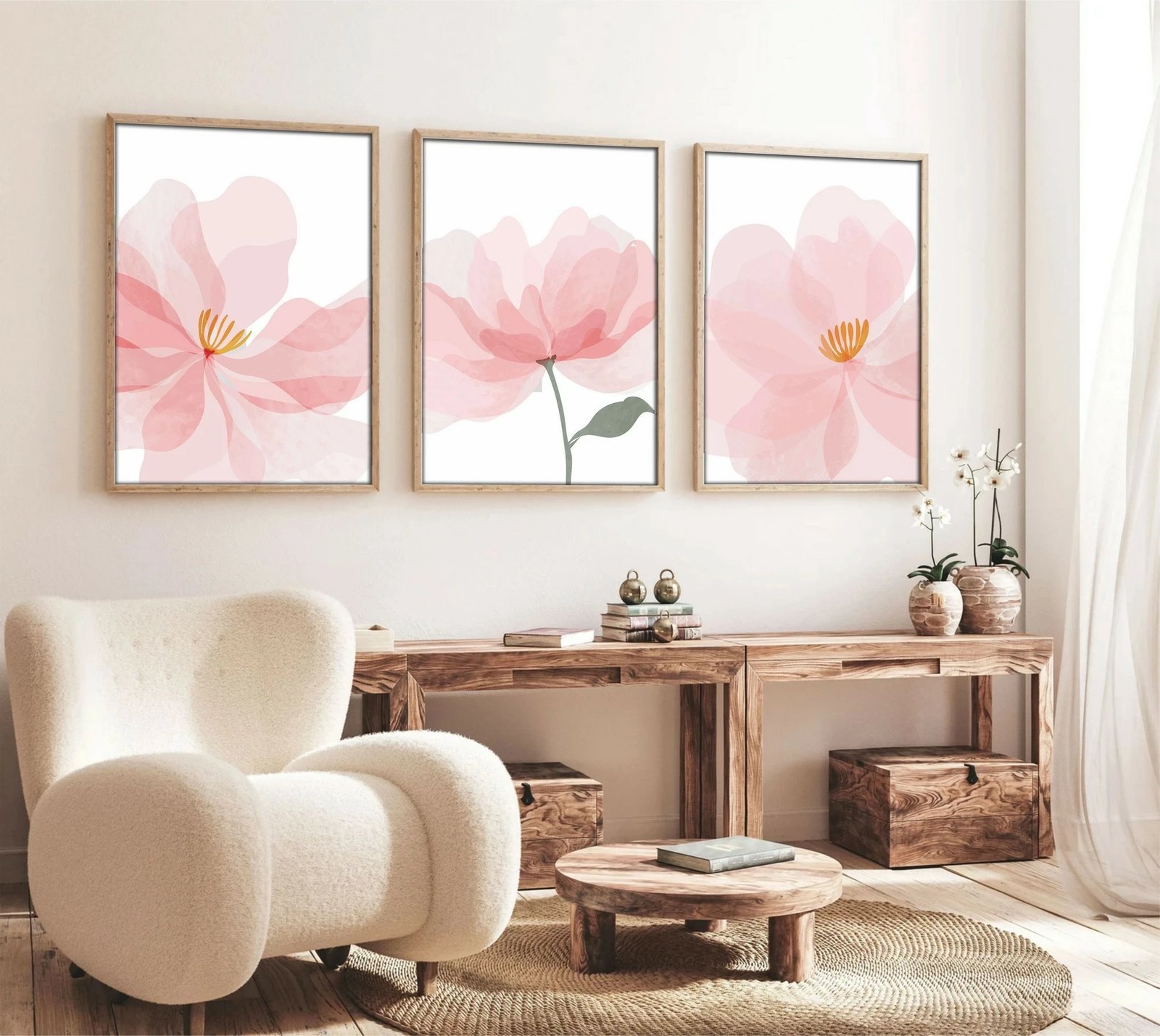 Pikturë dekorative me kornizë, 3 pjesë, Wallity, Huhu192, 70x50cm