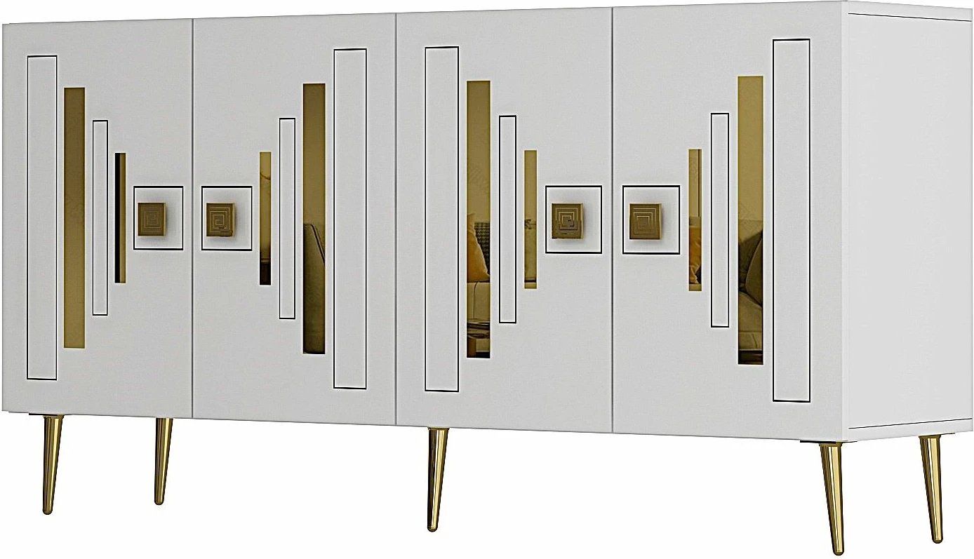 Konsolë Skye Decor, e bardhë, e artë