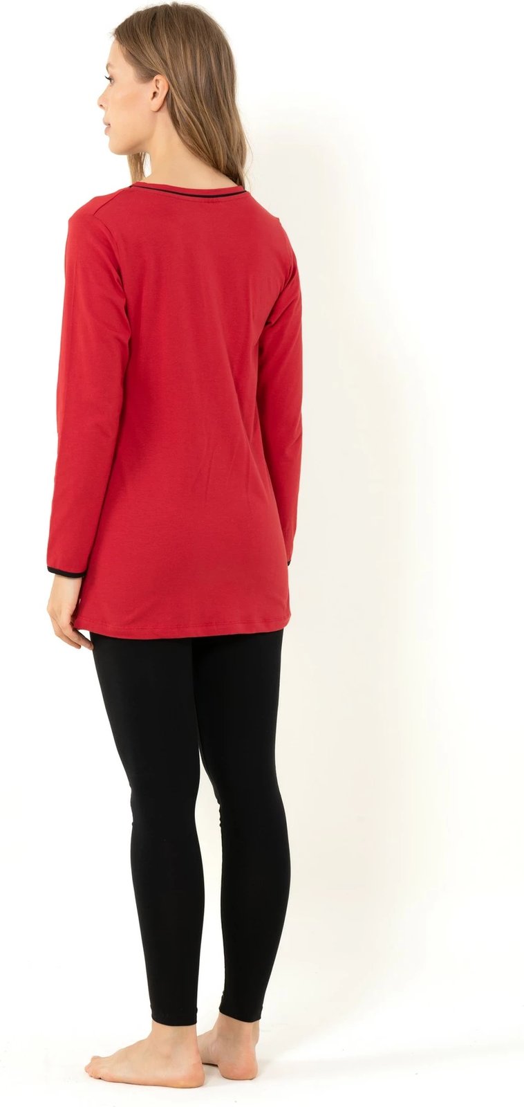 Set pizhamash për gra, ngjyrë e kuqe Claret, Jumeon 002-000254