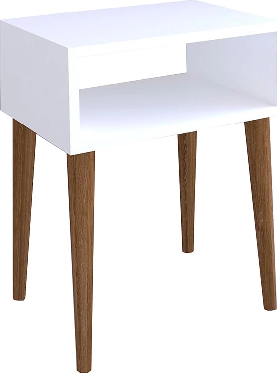 Komodinë nate Hank, ngjyrë bardhë-arrë, 45x30x60cm