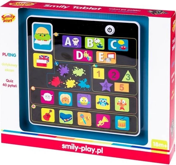Tabletë lodër Smily Play 0823, për fëmijë, Ekran me prekje, Bardhë/Zi