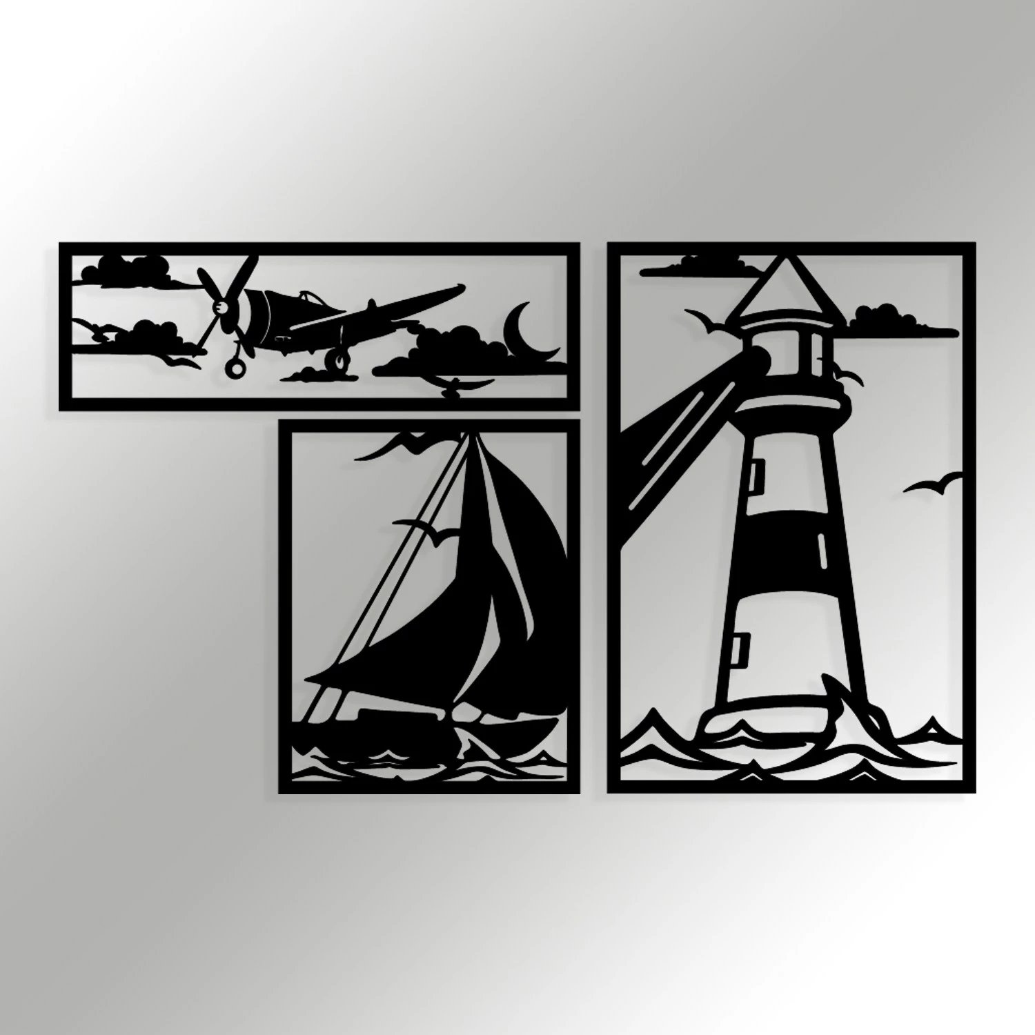 Aksesor dekorativ metalik për mur, Wallity, Abadda, ngjyrë e zezë, 72x43cm