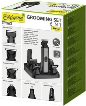 Makinë rroje Maestro MR-661 6-në-1, 800 mAh, e zezë