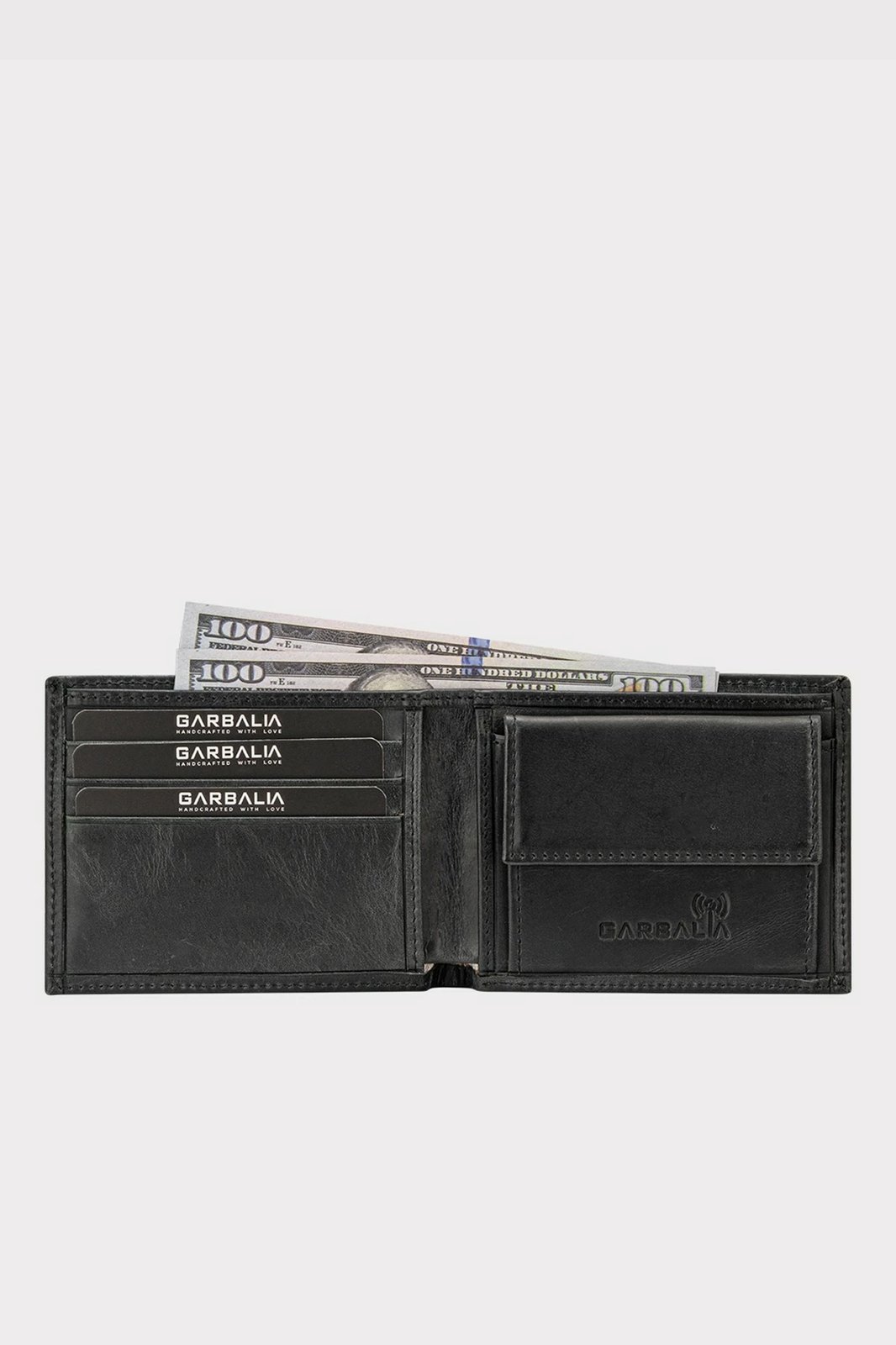 Portofol për burra, lëkurë e zezë, Zoozie Bags, Chapel - Crazy Black