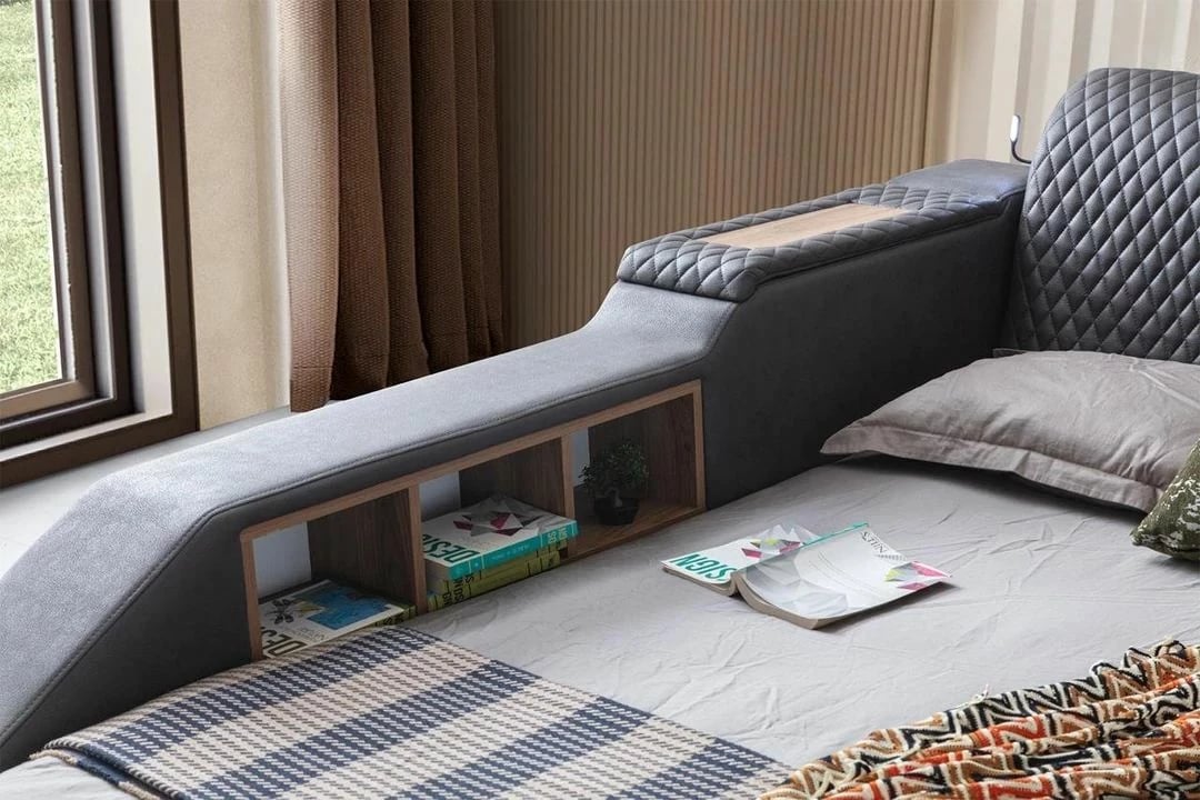 Krevat dopio me masazh, USB, audio, ngjyrë e zezë, Skye Decor Escalade Smart