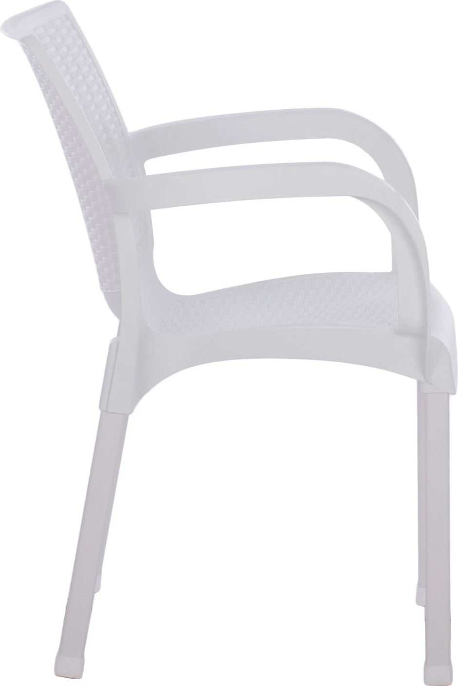 Karrige e bardhë polipropileni rattan, këmbë alumini, FH5591.01, 60x60x82 cm