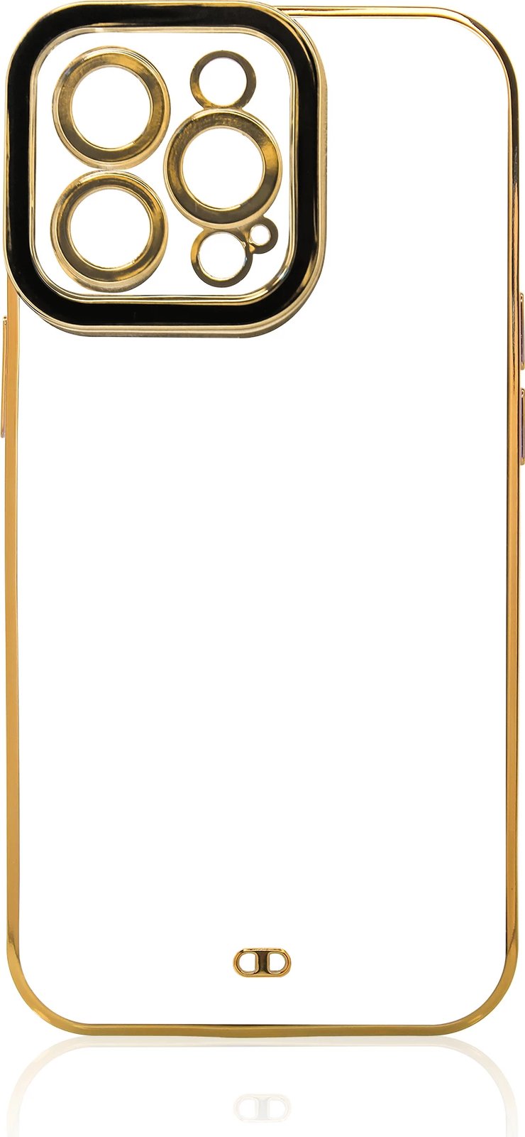 Mbështjellës Hurtel për iPhone 13 Pro Max, TPU, i tejdukshëm me kornizë ari dhe detaje të zeza