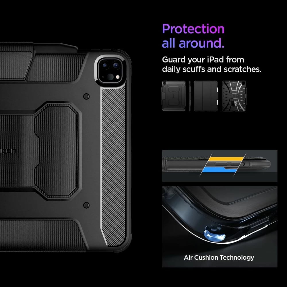 Mbështjellës Spigen Rugged Armor Pro për iPad Pro 13" 2024, i zi