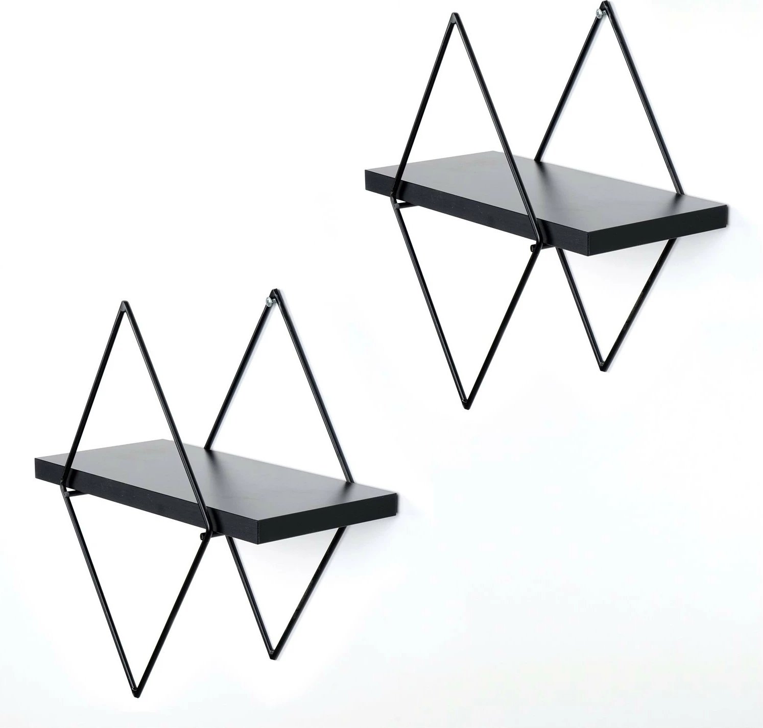 Raft dekorativ metalik për mur, Hanah Home, Wr058, 2 copë, ngjyrë e zezë