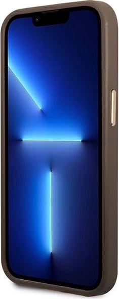 Mbështjellës Guess GUHMP14MU4GPRW për iPhone 14 Plus 6.7", 4G Logo Plate MagSafe, Kafe