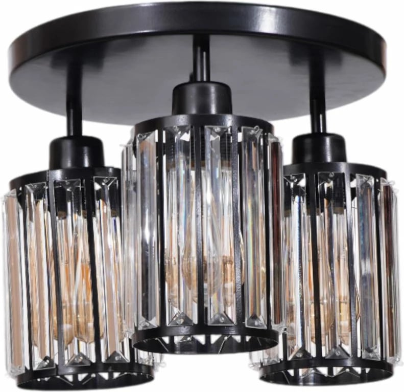 Llambë tavani Opviq, metal dhe xham, e zezë, 9013-3