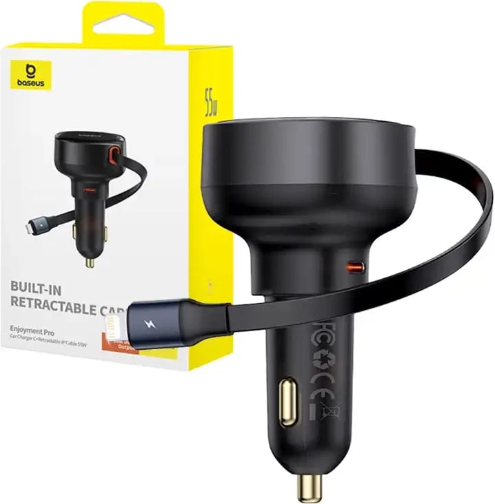 Karikues veture Baseus Enjoyment Pro me kabllo Lightning + USB-C, 55W, zi