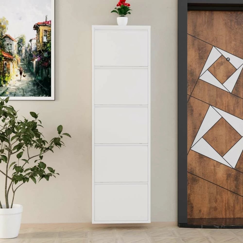 Dollap këpucësh Skye Decor, 5 pjesë, metal i bardhë