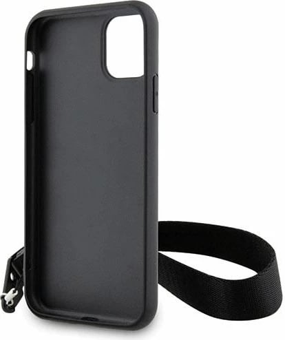 Mbështjellës Karl Lagerfeld Monogram Losange Saffiano për iPhone 11/XR 6.1", i zi, me rrip