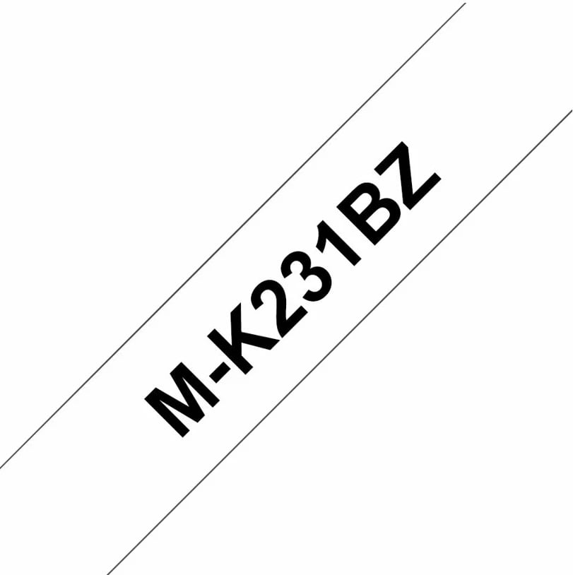 Kasetë etiketa Brother M-K231BZ, 12mm x 8m, e zezë mbi të bardhë