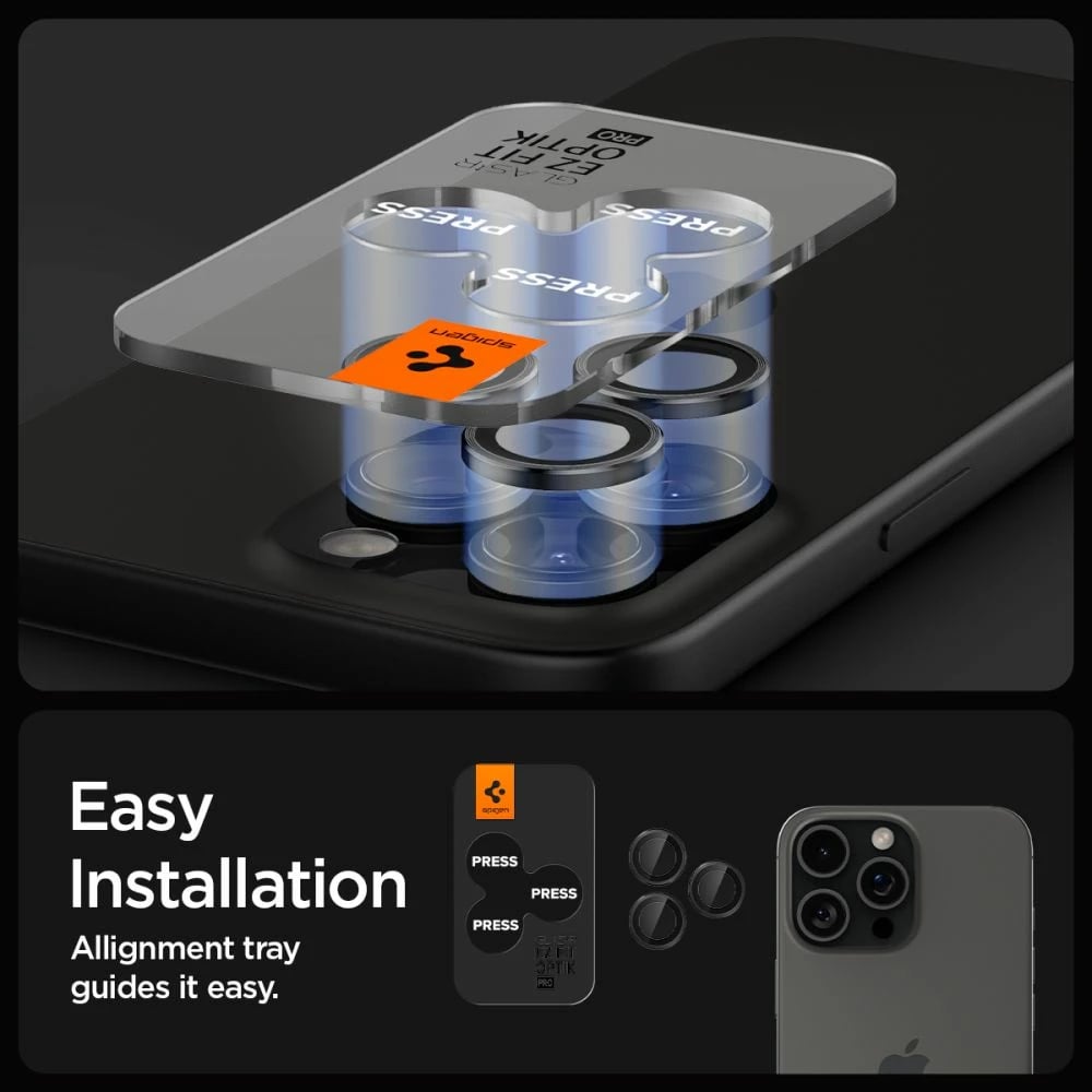 Mbrojtës xhami për kamerë Spigen Glas.tR EZ Fit Optik, për iPhone 14 Pro / Pro Max / 15 Pro / Pro Max / 16 Pro / Pro Max, 2 copë, Zi