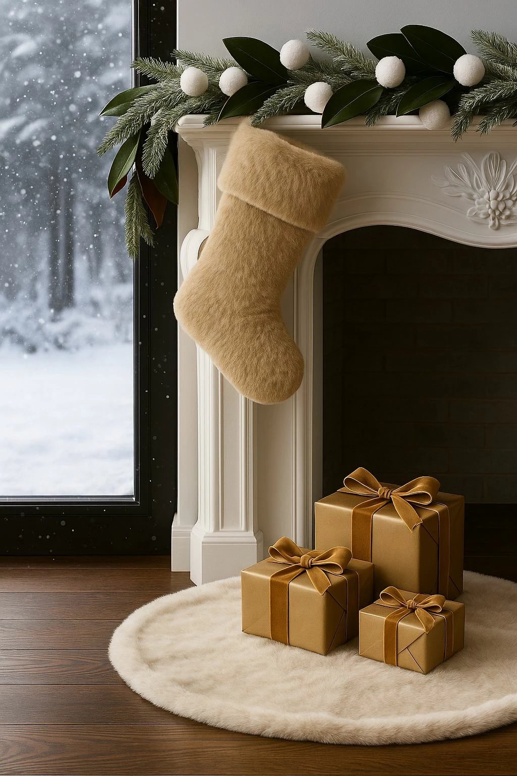 Çorape Krishtlindjesh Evila Originals, pelush, bezhë