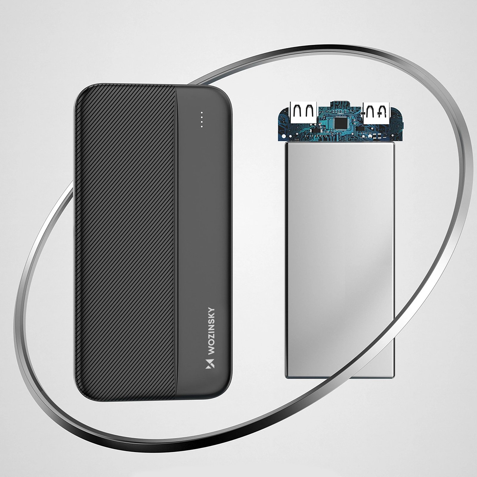Powerbank Wozinsky WPBBK1, 10000mAh, 2x USB, e zezë