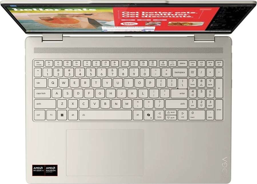 Kompjuter Lenovo Yoga 7 2-në-1, 16", AMD Ryzen AI 7 350, 16 GB RAM, 512 GB SSD, Touchscreen, Argjend