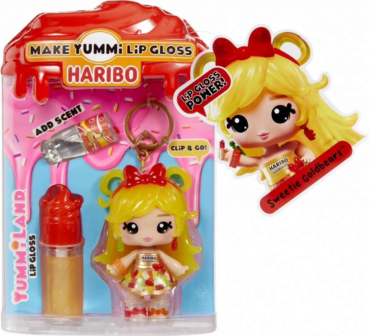 Set lodër Yummiland Lip Gloss me kukull Sweetie Goldbears, HARIBO, për vajza, me brelok