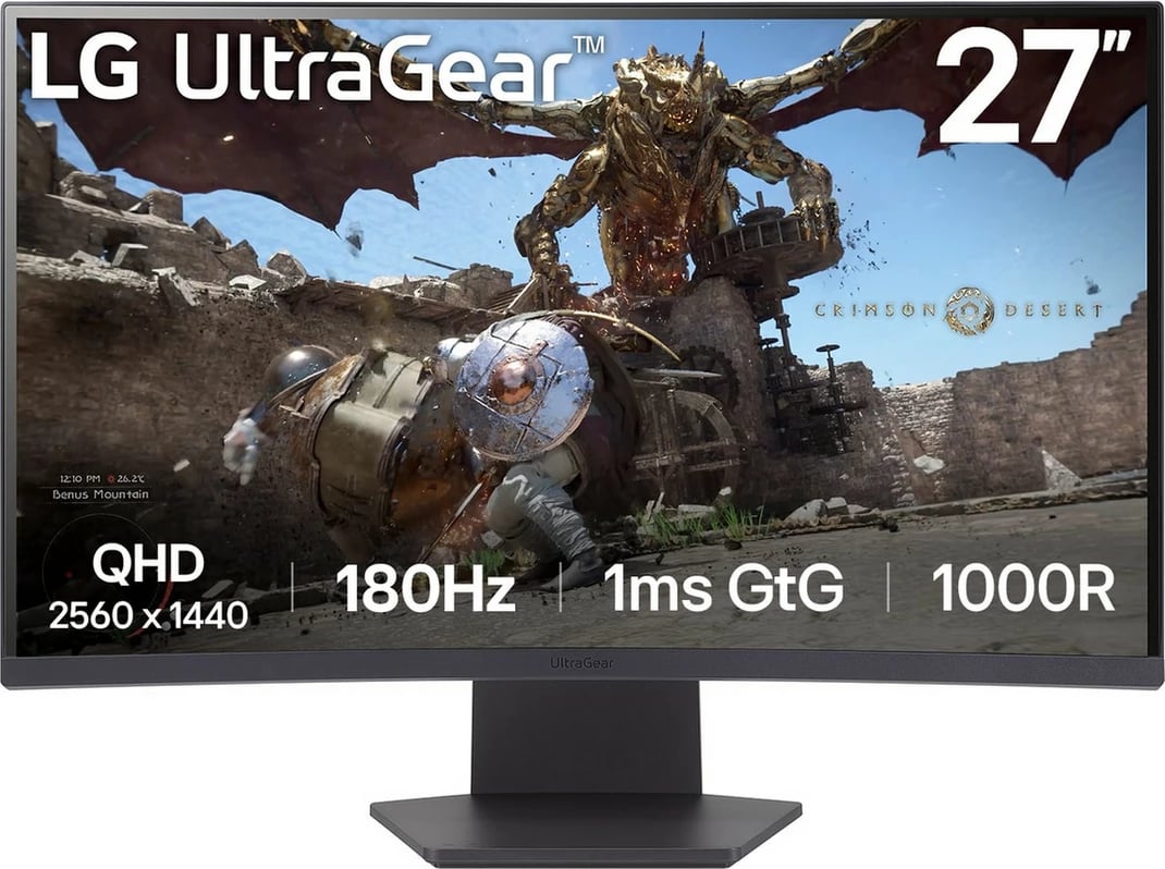 Monitor gaming LG 27GS60QC-B 27" QHD 2560x1440 180Hz 1ms 1000R e zezë