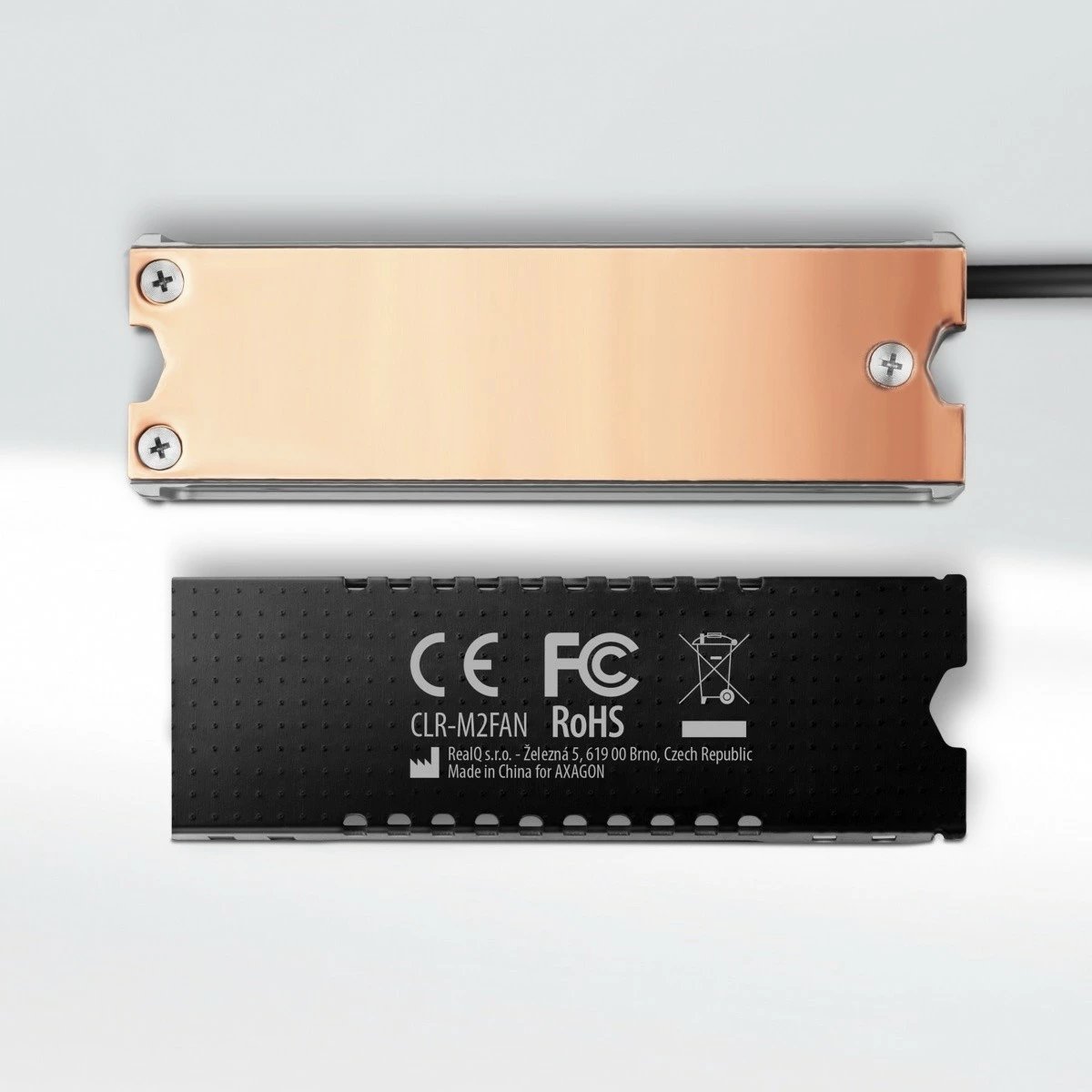 Ftohës aktiv për SSD M.2 AXAGON CLR-M2FAN me ventilator, bakër, 76x24x12mm