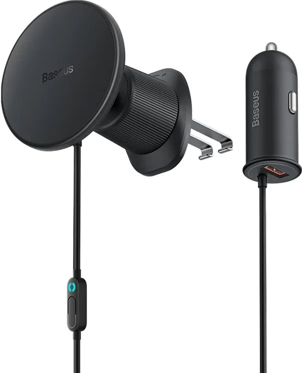 Mbajtës magnetik për veturë Baseus CW01 me karikues USB-A 15W + 25W, i zi