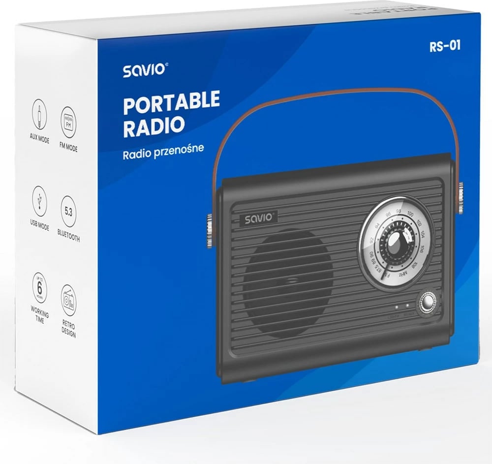Radio portabile Savio RS-01, FM, USB, e zezë