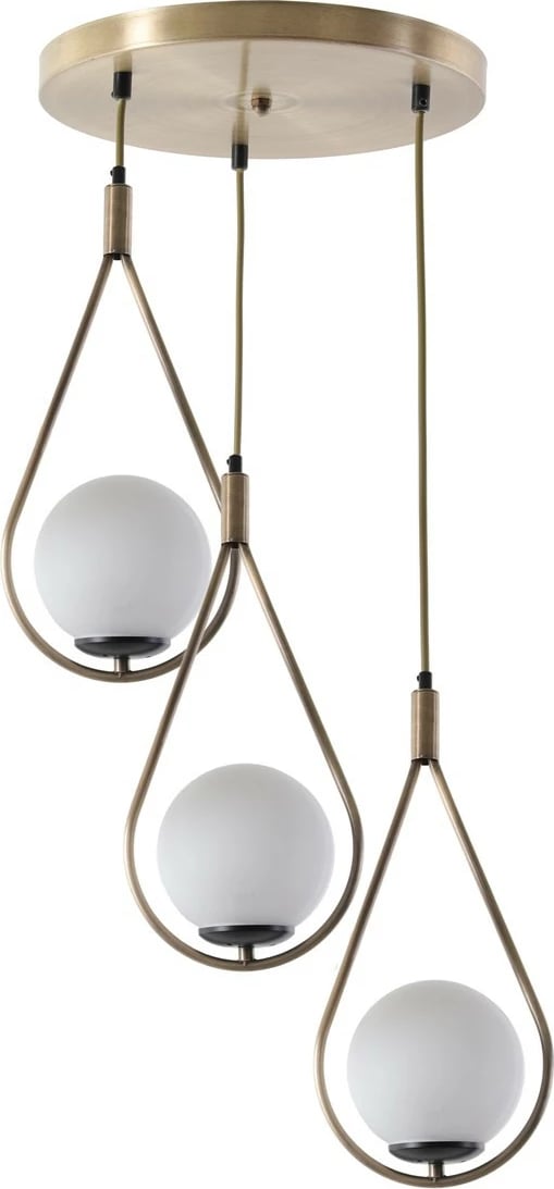 Llambë tavani Opviq Damla, 3 llamba, xham i bardhë, bakër, sarkit