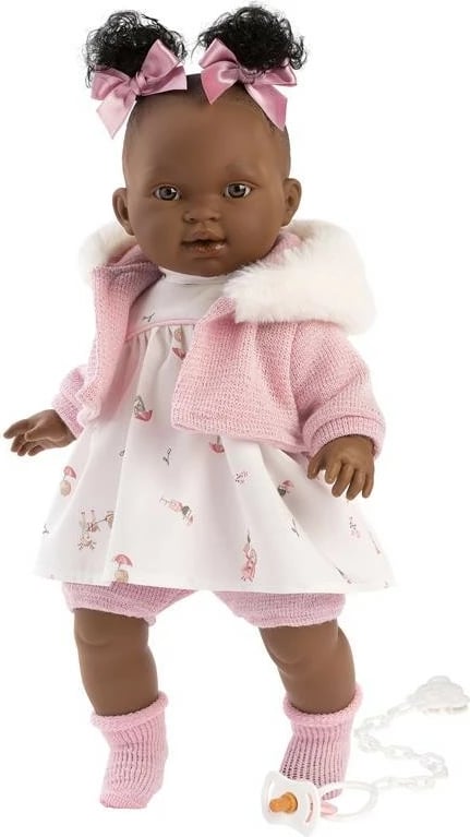 Kukull që qan, Llorens, Diara 38618, 38 cm, me efekt qarje, bateri LR44, me aksesorë, rozë