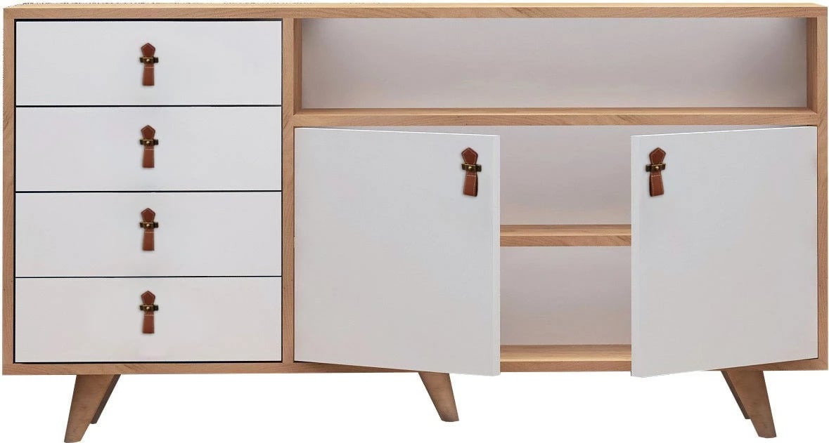 Konsol Lavina, ngjyrë lis dhe e bardhë, 140x86x40cm