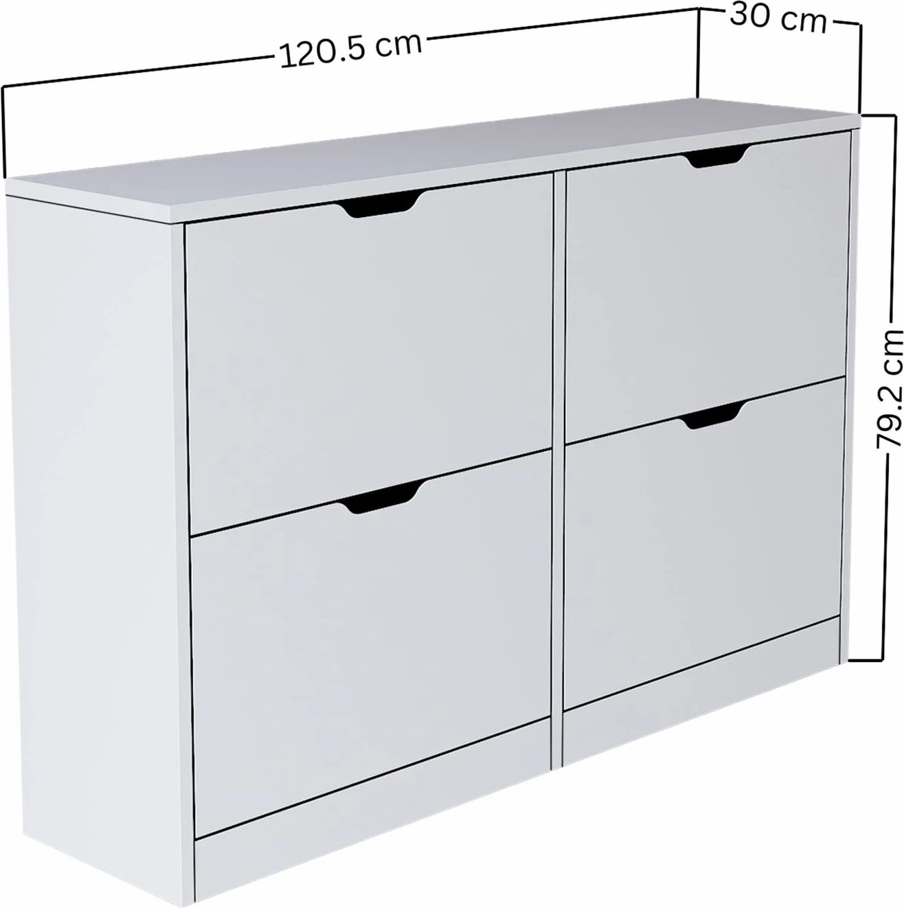 Dollap këpucësh Hanah Home, Duru 1600-50, ngjyrë e bardhë mat