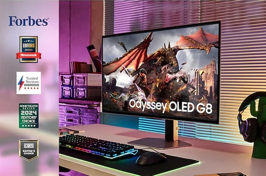 Monitor Samsung Odyssey OLED G8 LS32DG802SUXDU, 32", 4K, 240Hz, i bardhë