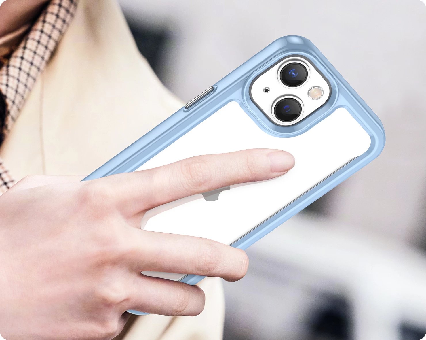 Mbështjellës Hurtel Outer Space Case për iPhone 14 Plus, hard cover me kornizë xheli, Blu