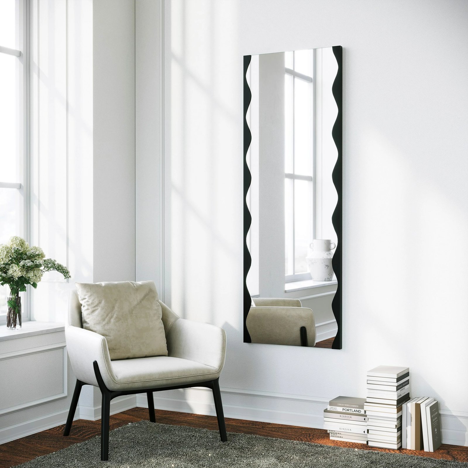 Pasqyrë dekorative Melodia, ngjyrë e zezë, Skye Decor