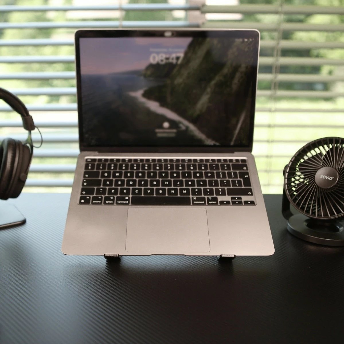 Mbajtës portativ për laptop/tablet Savio PB-05, alumini, i zi