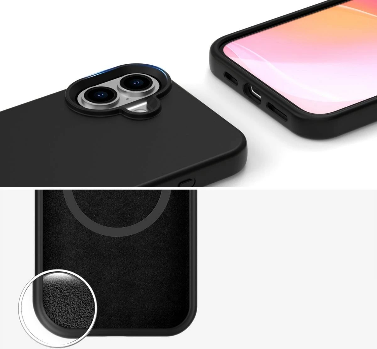 Mbështjellës silikon 4smarts Cupertino për iPhone 16, i zi