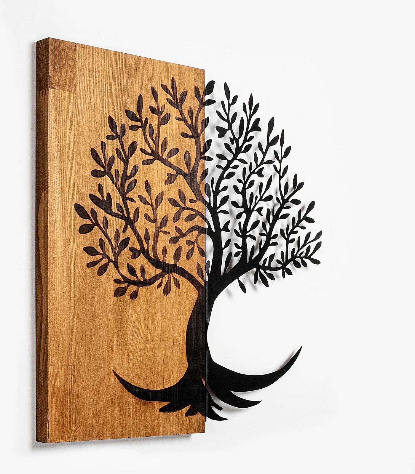 Aksesor dekorativ muri prej druri, Wallity, dru limoni, 373, ngjyrë arre dhe e zezë, 58x58cm