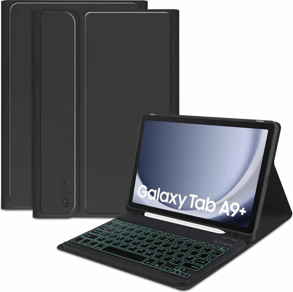 Mbështjellës me tastierë Tech-Protect SC Pen për Samsung Galaxy Tab A9+ 11" X210/X215/X216, e zezë