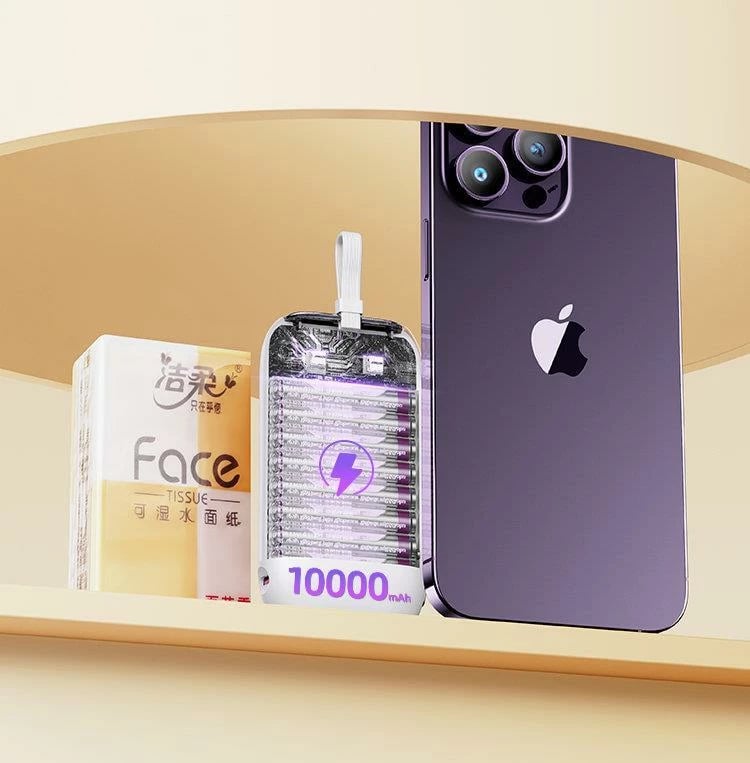 Powerbank Joyroom JR-L012, 10000mAh, 22.5W, me 2 kabllo të integruara USB-C dhe Lightning, Bardhë