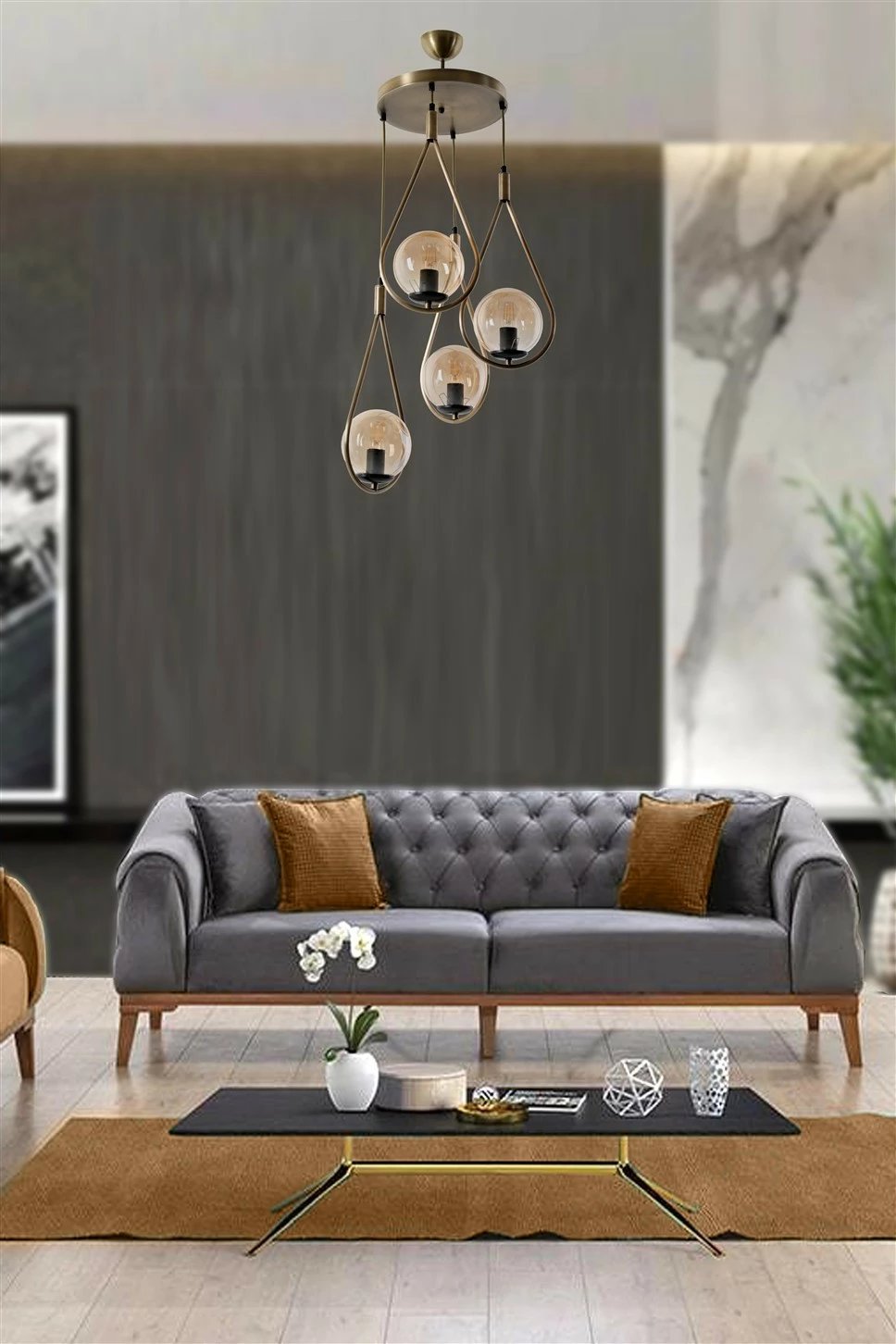 Llambë tavani Opviq Damla, 4 llampa, bakër, tepsi