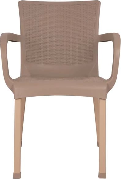 Karrige me krahë, polipropilenë, këmbë alumini, FH5591.02, ngjyrë kapuçino, 60x60x82 cm