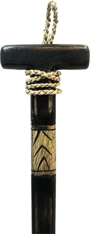 Dekor për mur, lopatë druri Boon, dru mahogany, ngjyrë e zezë-natyrale, 20x3x120cm