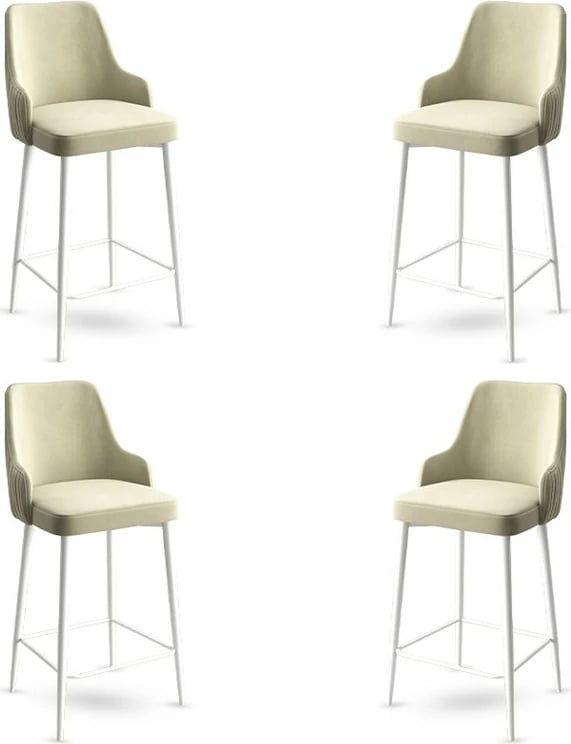 Set karrigesh për bar (4 copë), Hanah Home, Enox, krem, bardhë